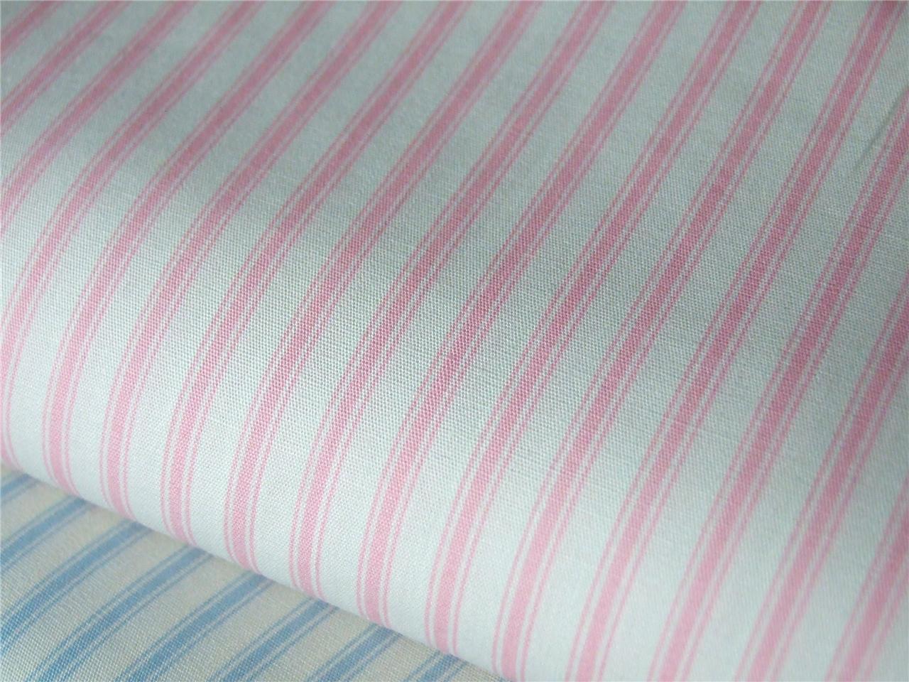Pastel fine Ticking stripe style print 100 COTTON FABRIC dress craft