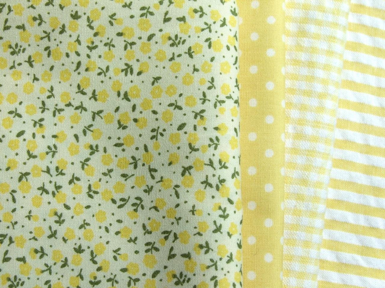 LEMON yellow spotty floral pure COTTON FABRIC dress patchwork quilting