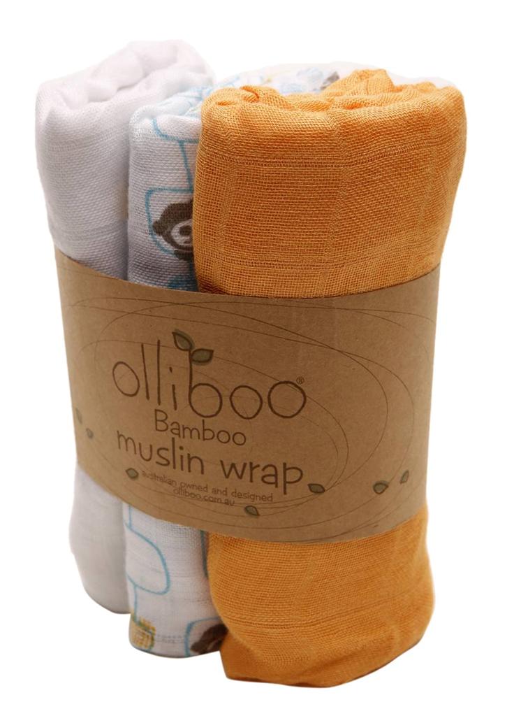 Olliboo 3Piece Organic Bamboo Muslin Baby Swaddle Wrap Set eBay