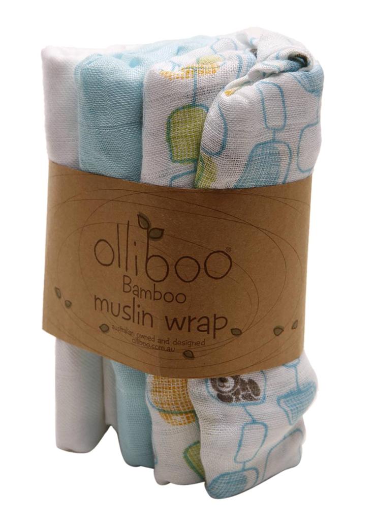 Olliboo 3Piece Organic Bamboo Muslin Baby Swaddle Wrap Set eBay
