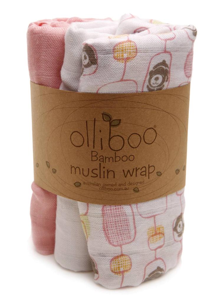 Olliboo 3Piece Organic Bamboo Muslin Baby Swaddle Wrap Set eBay