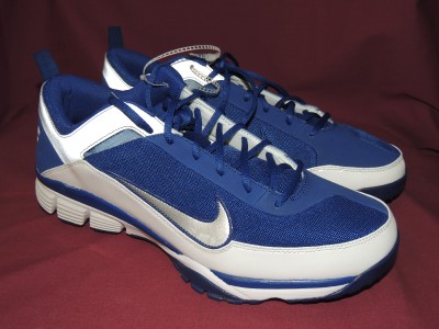 Nike Air Air Elite Pre game baseball training shoes white blue silver