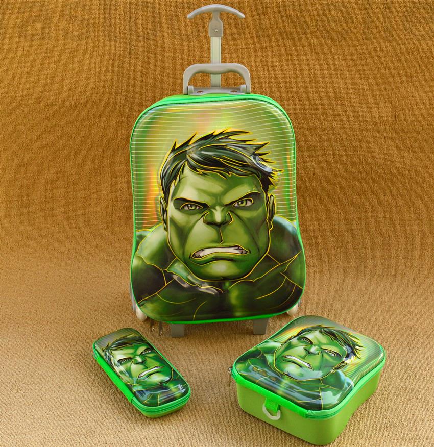 16" Hulk Boys Travel Rolling Trolley Bag Suitcase Luggage School Hand