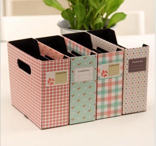 1xDIY Floral Dot Grid Paper Storage Box Desktop Finishing Box Organizer Box