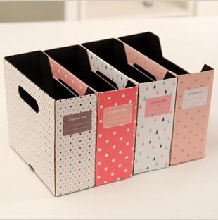 1xDIY Floral Dot Grid Paper Storage Box Desktop Finishing Box Organizer Box - Bild 2 von 4