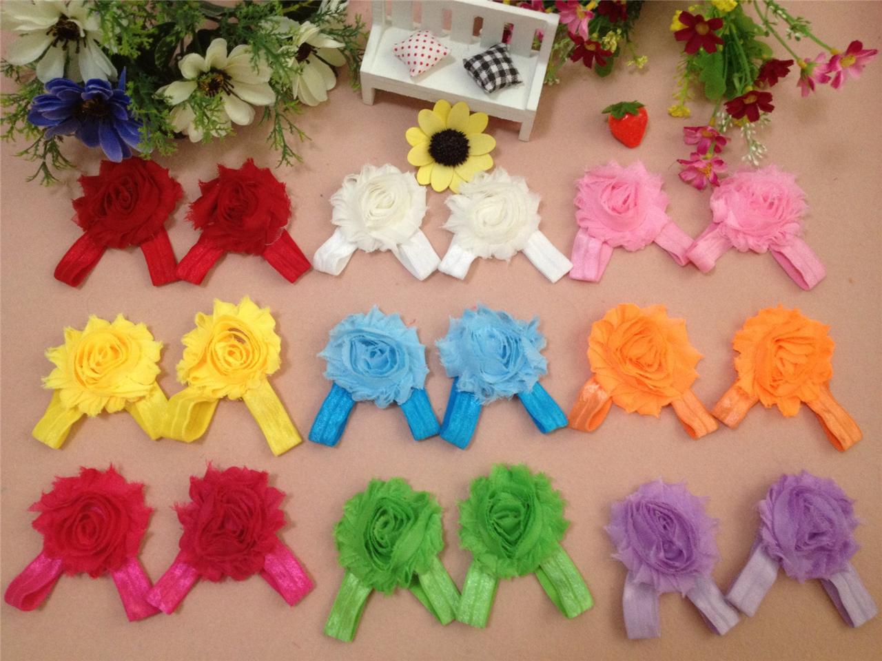 ... Baby chiffon shabby rose flower headbands+Bare foot ring Sandals Shoes