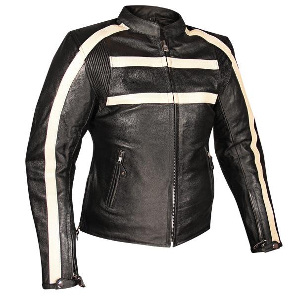 Xelement Armored Womens Black Leather Stripe Speedster Motorcycle Jacket XL eBay