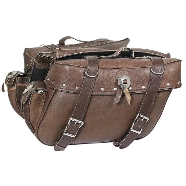 Xelement 2918BR Brown DistressedLeather Motorcycle Saddle Bags eBay