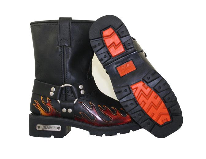 biker boots with flames