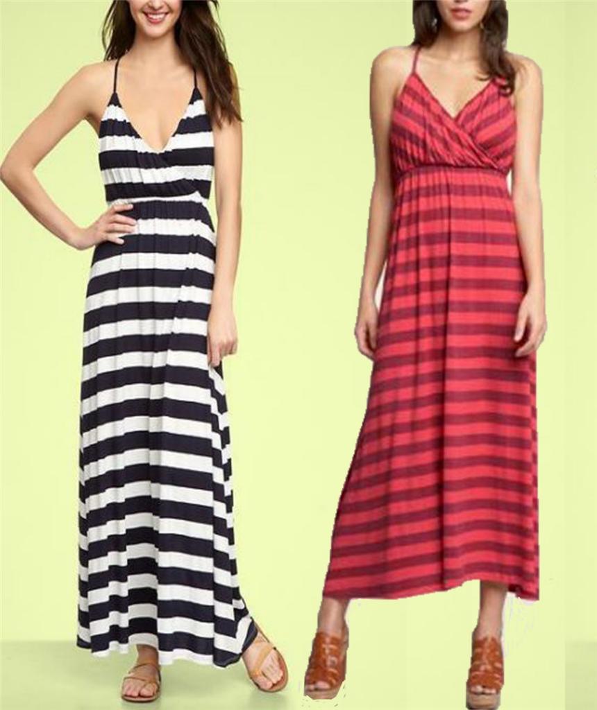 NEW! Gap Maxi Dress Striped/ Solid Free shipping Cocktail 3 Colors Sexy eBay