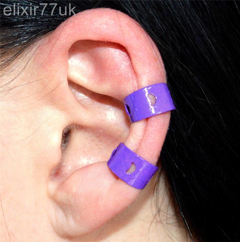 NEW PAIR OF EAR CUFF HELIX CARTILAGE CLIP ON WRAP EARRINGS EMO PUNK