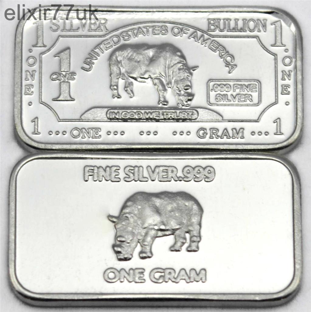 CHOICE OF 12 ONE GRAM PURE FINE 999 SOLID SILVER ANIMAL BULLION ART BAR