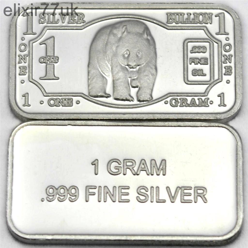 CHOICE OF 12 ONE GRAM PURE FINE 999 SOLID SILVER ANIMAL BULLION ART BAR