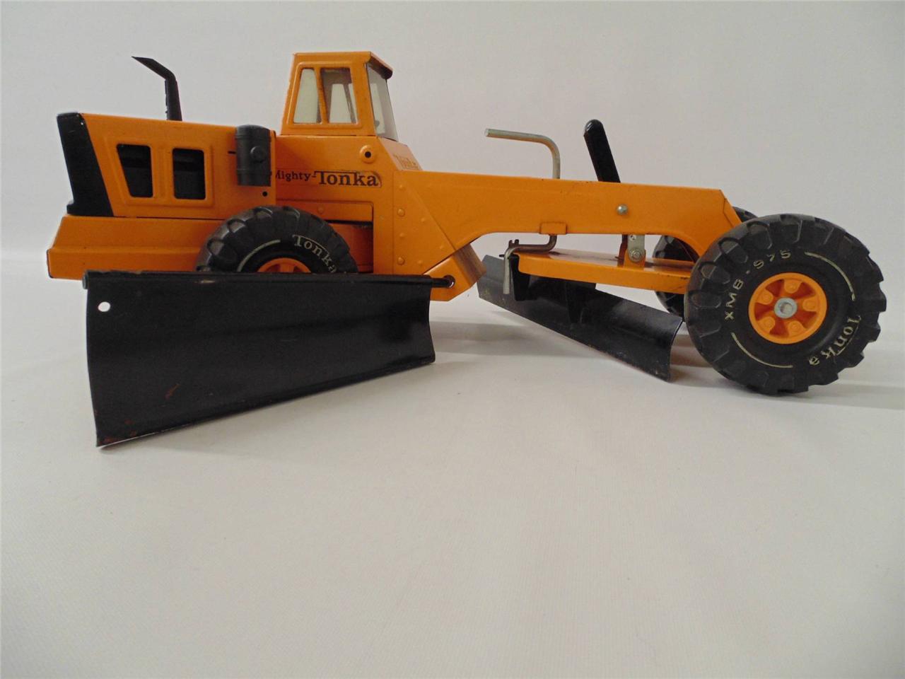 Vintage Mighty Tonka Road GraderPrssd StlOrangeRare 2 Blade 24" toy