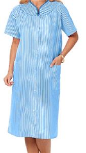 snap duster housecoat plus pockets seersucker striped side