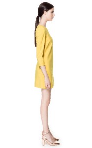 ZARA YELLOW DRESS WITH SHOULDER PADS SIZE MEDIUM