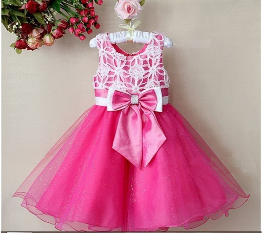 KIDS BABY GIRLS HOT PINK OCCASION/PARTY TUTU DRESS /BRIDESMAID LACE AGE