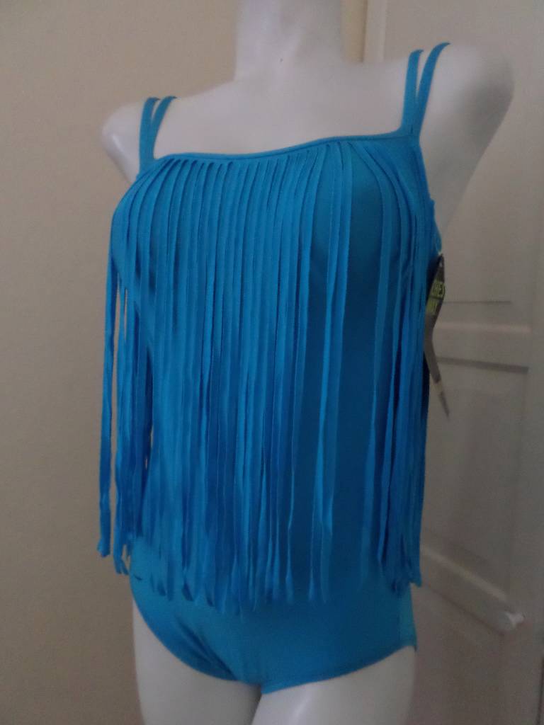 Inches Away FRINGE TASSLE TUMMY HIDING SLIMMING ONE PIECE SWIMSUIT TANK
