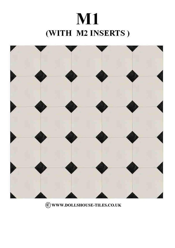 DOLLS HOUSE MINIATURES, FLOORING. MINIATURE FLOOR TILES.OCTAGONAL+