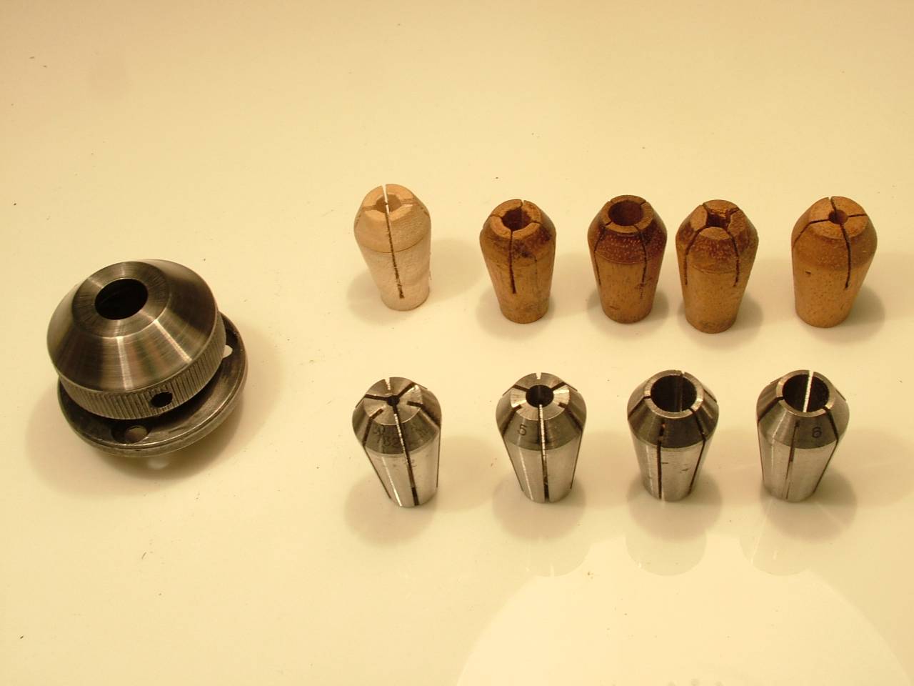 SMALL COLLET CHUCK PLUS COLLETS,SUIT EMCO UNIMAT OR SIMILAR SMALL LATHE