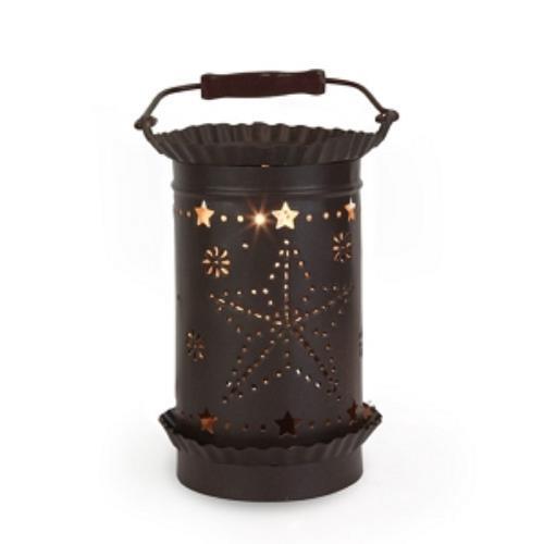 XTLHXJHLCW Country Primitive Tan Metal Tin Punched Star Electric Wax Tart Warmer Rustic Vintage Home Decor