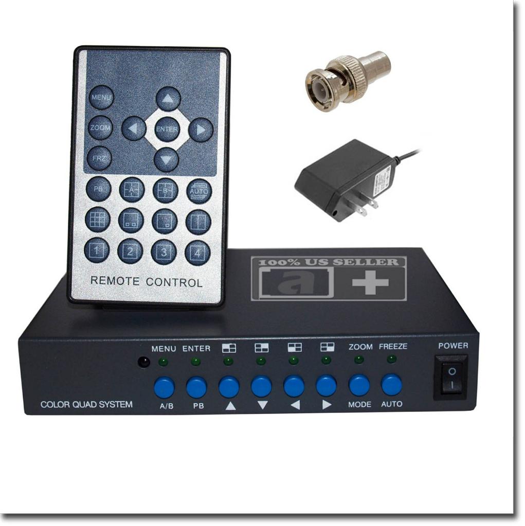 4 CH Color Real Time Video Quad CCTV Splitter Processor Switch System