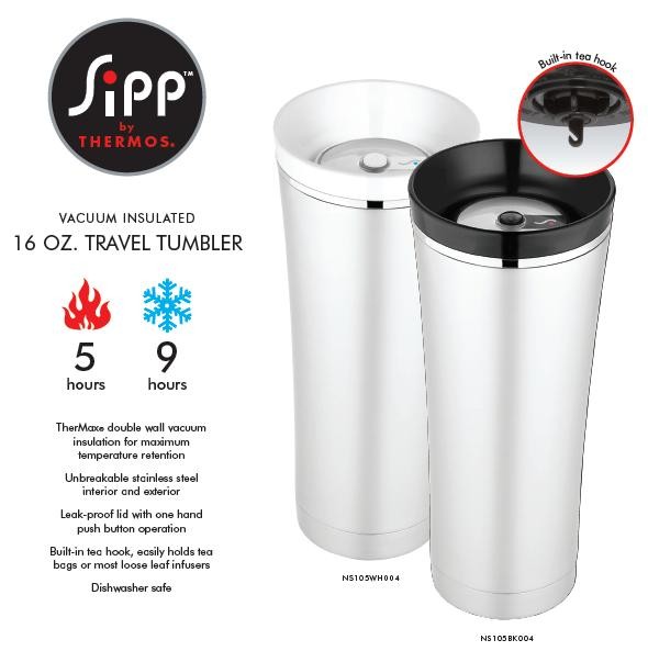 Thermos Sipp 16oz Stainless Steel Insulated Leak Proof Travel Tea Tumbler NS105 eBay