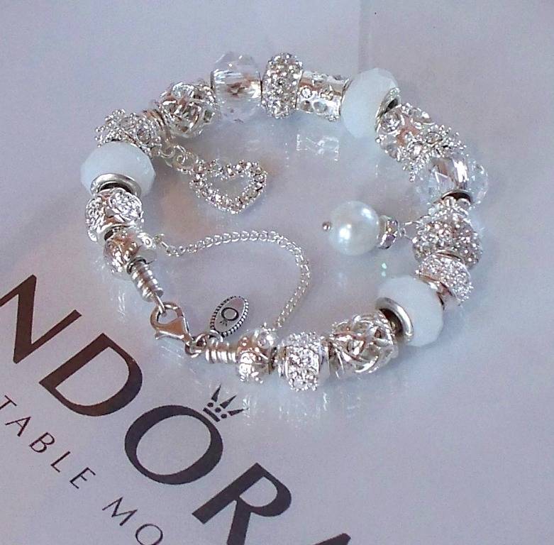 Authentic Pandora Silver Charm Bracelet Snow White Wedding Crystal