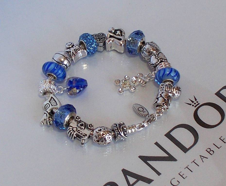 Authentic Pandora 925 Sterling Silver Charm Bracelet Blue NEW Baby Boy Love Mom eBay