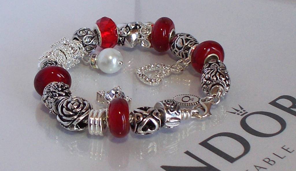 Authentic Pandora Silver Charm Bracelet Red Ruby Love January Birthstone eBay