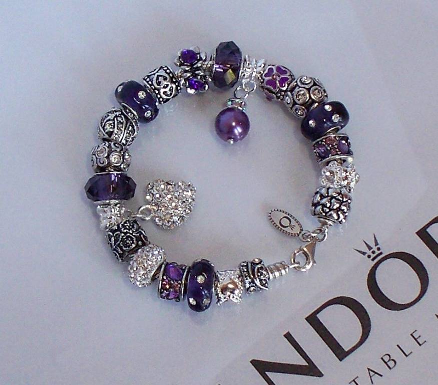 Authentic Pandora Silver Charm Bracelet Love February Amethyst Purple Birthstone eBay