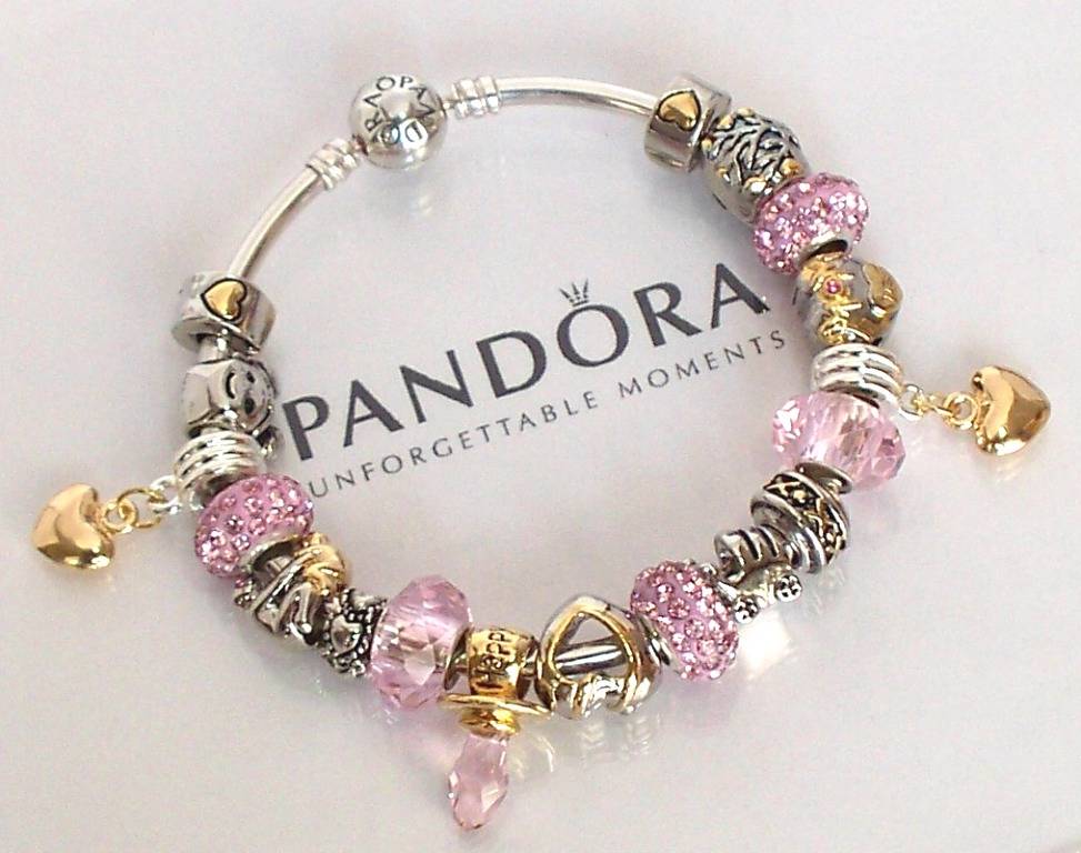 Authentic Pandora Silver Charm Bangle Bracelet Pugster Love Mom Baby