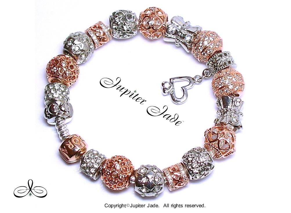 Authentic Pandora Rose Gold Clasp Silver Charm Bracelet Euro Charms CZ Platinum | eBay