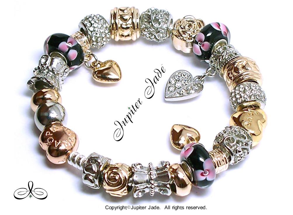 Pandora bracelet with rose gold heart clasp clearance