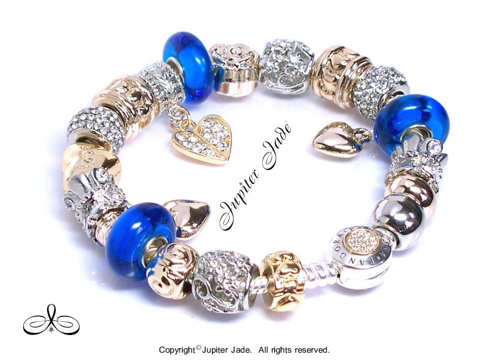 Pandora Silver Bracelet 14kt Gold Signature Clasp European Charms