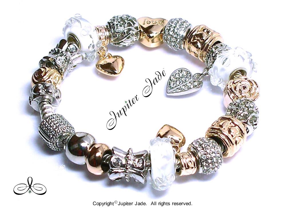 Pandora Silver Charm Bracelet Moments Signature CZ Clasp Euro Charms