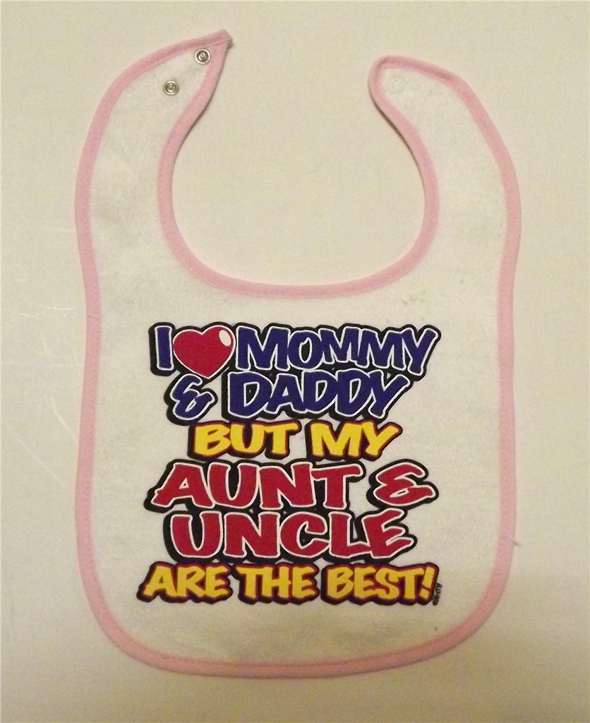 Ich liebe Mama & Papa, aber meine Tante & mein Onkel sind die Besten! Baby Lätzchen mit Druckknopf - Bild 2 von 4