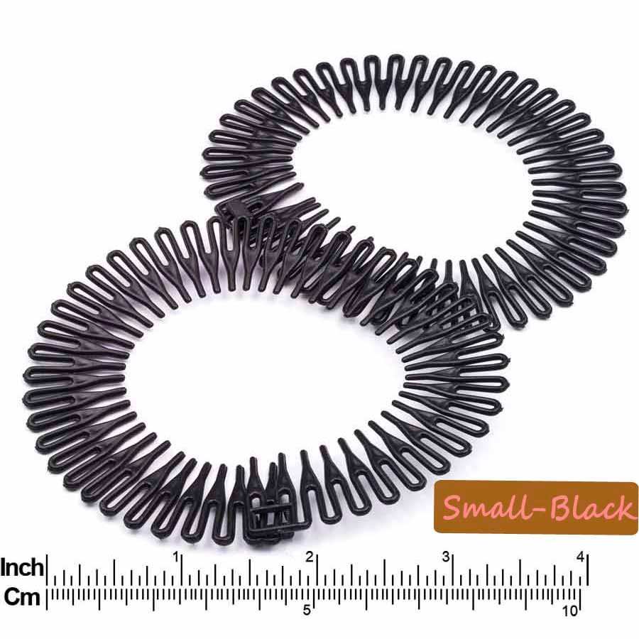 ZIG ZAG FLEXI COMBS 2PCS SPORTS HAIR BAND HEADBAND COMB 2 SIZE BLACK