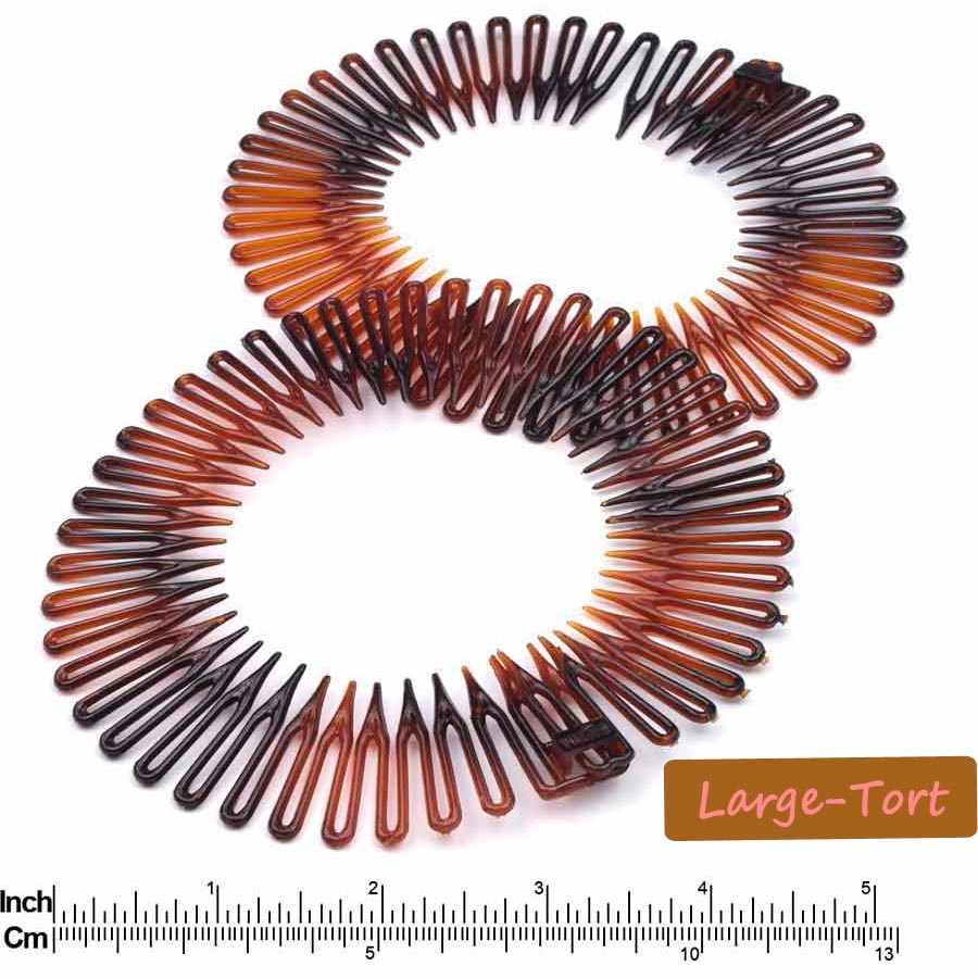 ZIG ZAG FLEXI COMBS 2PCS SPORTS HAIR BAND HEADBAND COMB 2 SIZE BLACK BROWN