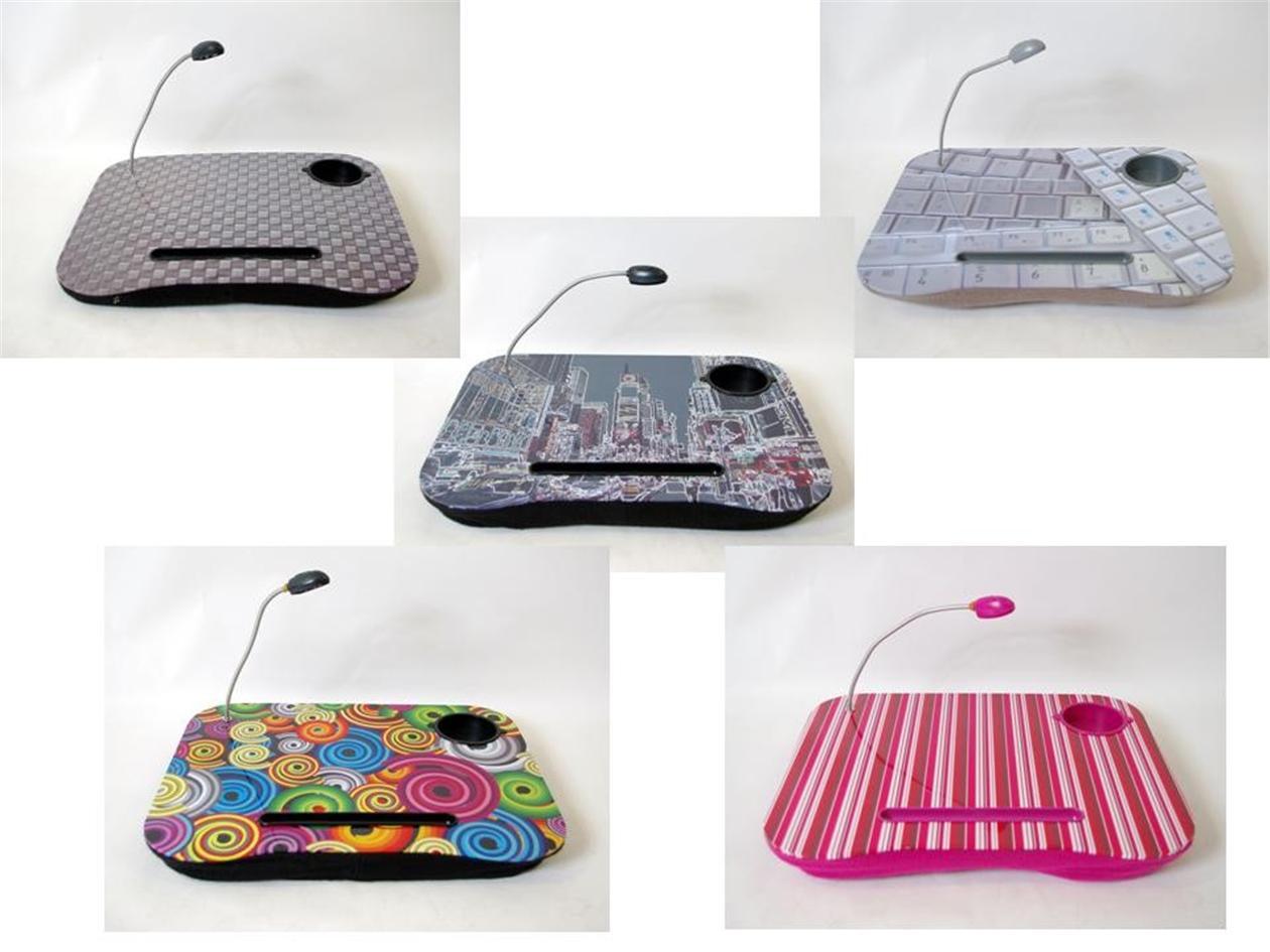 LAPTOP CUSHION PORTABLE READING LAP TOP TRAY TABLE WITH 5 LED LIGHT