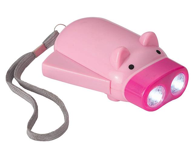 Dynamo Wind Up Cow Pig Piggy LED Torch Flashlight Torch *Stocking
