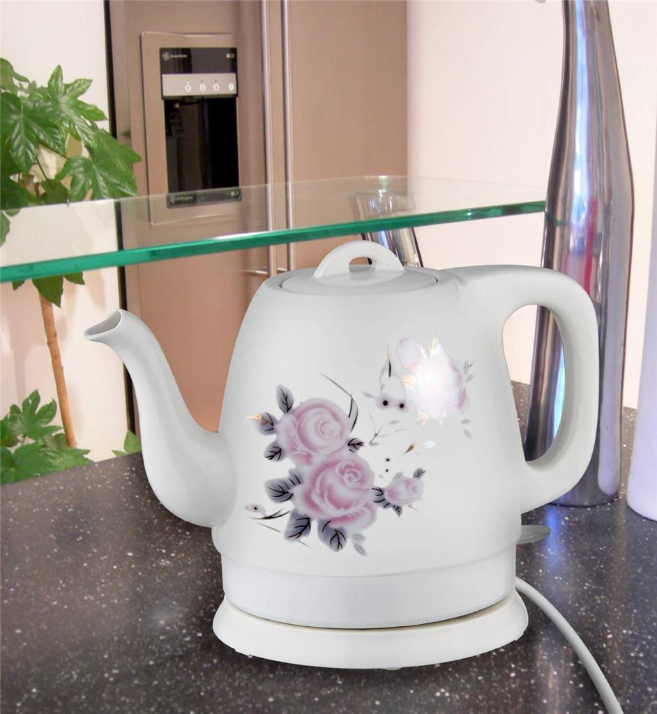 NEW TRADITIONAL CERAMIC ELECTRIC 1.2 LITRE KETTLE FLOWER PRINT TEAPOT
