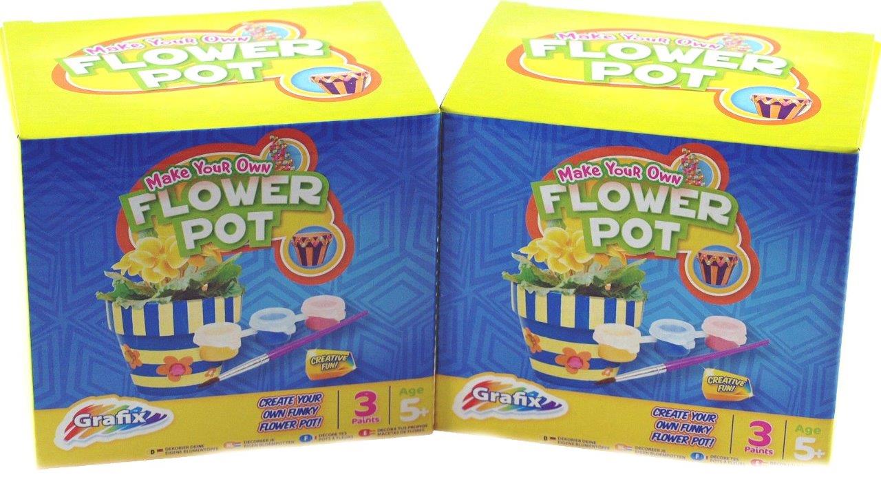 Grafix Set Of 2 or 4 Paint Your Own Flower Pots Childrens Creative