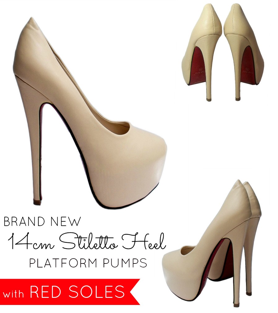 Brand New Womens NUDE BEIGE 14cm STILETTO PLATFORM HIGH HEELS 39 AU 7