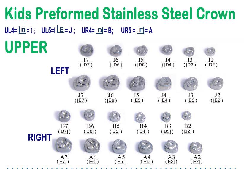 5PCS Stainless Steel Primary Molar Kids Crown 3M Compatible any size