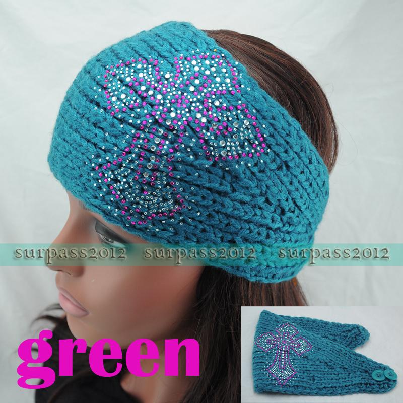Colored Crysta Cross Headband Knit Hairband Women Crochet ...