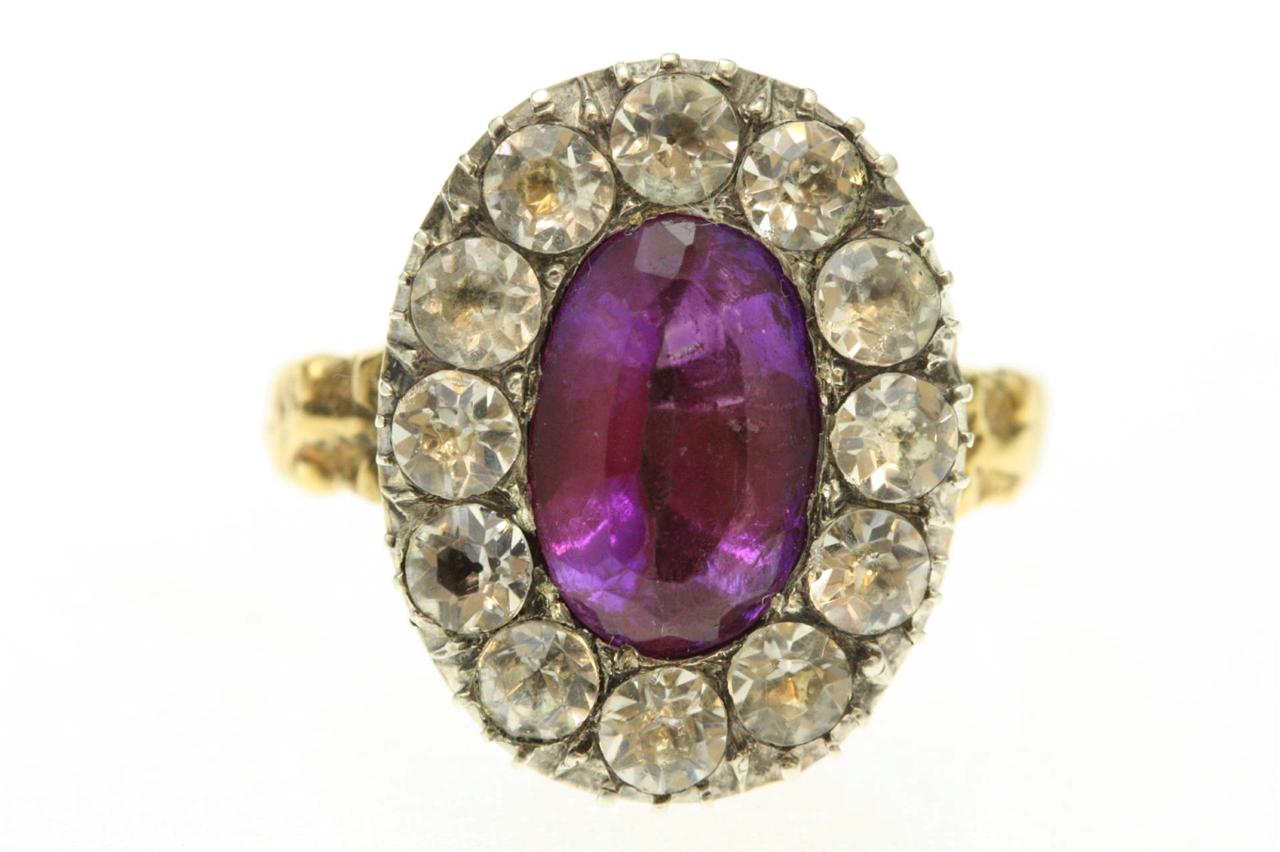 A Magnificent Georgian 2.60ct Amethyst & White Paste Cluster Ring Circa 1800's - Picture 1 of 1