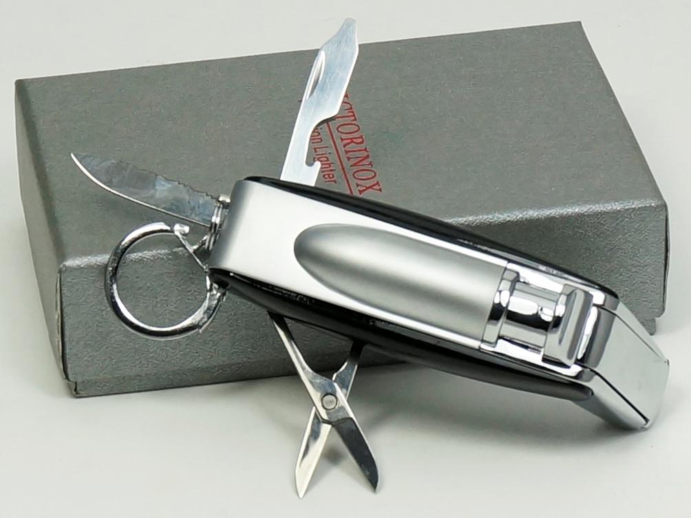 VICTORINOX Black Cigarette Cigar Lighter Knife Bottle Opener Cutter Set