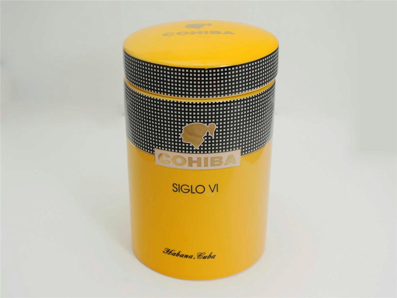 YELLOW CERAMIC PORCELAIN COHIBA SIGLO VI CIGAR JAR HUMIDOR eBay