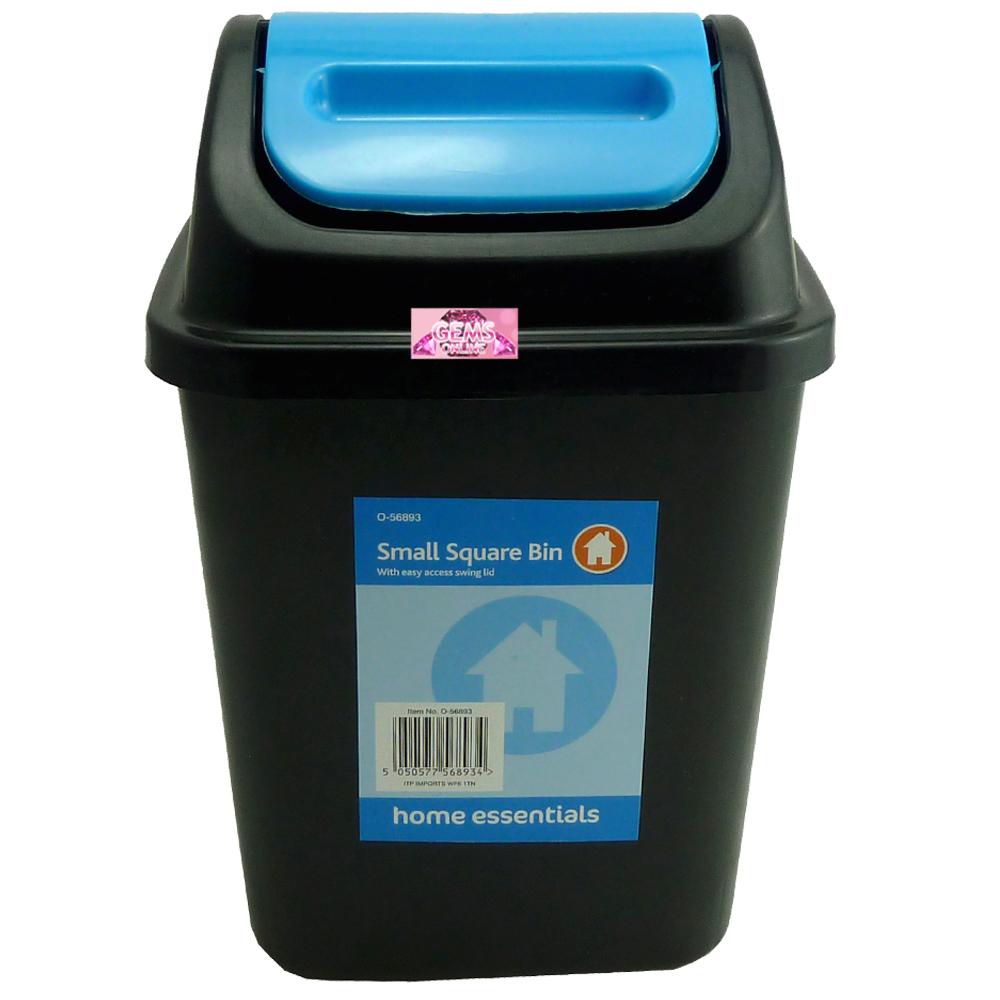 SMALL SQUARE DUSTBIN SWING LID HOME OFFICE KITCHEN GARAGE WASTE PAPER